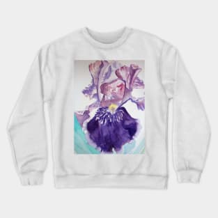 Iris Watercolor Painting - Glorious Purple Crewneck Sweatshirt